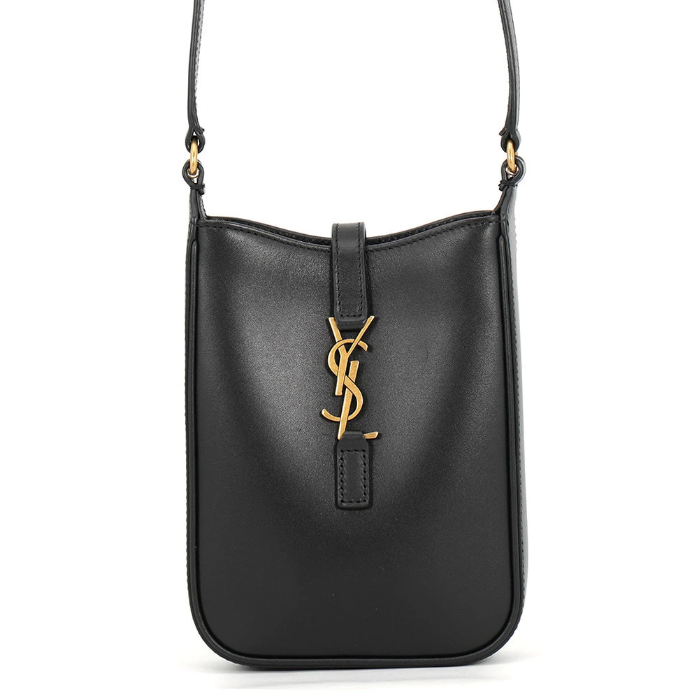 Saint Laurent Paris Le Vertical Calf Leather Shoulder Bag Black